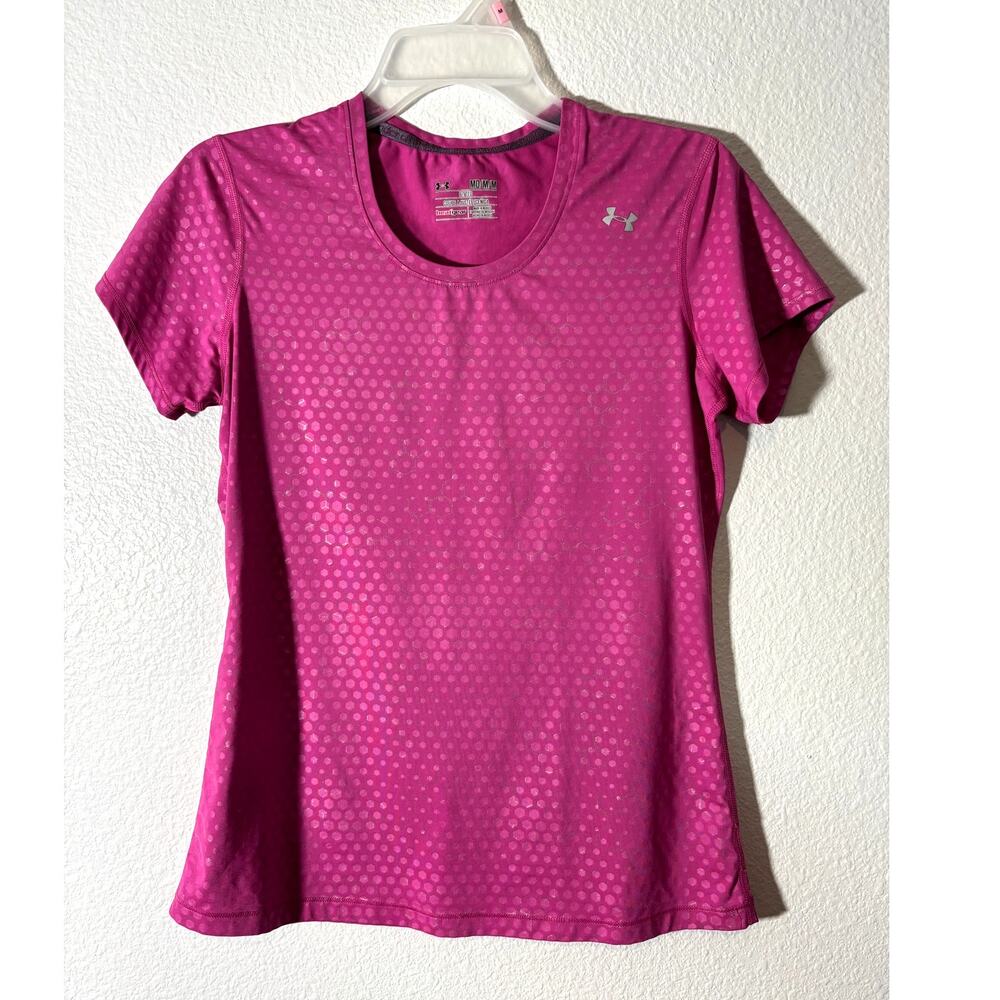 Under Armour Women's Size M Fitted Heat Gear Athletic Short Sleeve T-Shirt Pink
